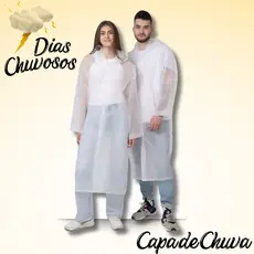 Capa de Chuva Grossa e Longa Capuz Transparente Reforçada Reutilizável Qualidade Premium