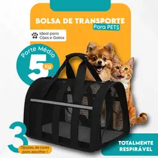 Bolsa Mala Transporte Pet Cachorro Gato 5kg Viagem Avião Material Respirável com Alça