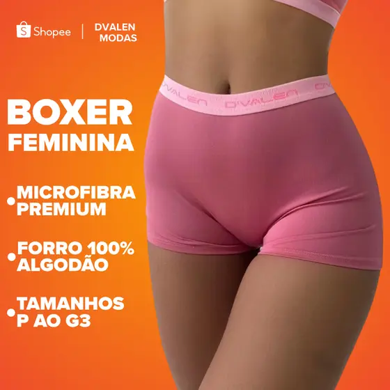 Kit 4 Calcinhas Boxer Feminina Cueca Feminina Shortinho Intimo Conforto Dvalen Modas