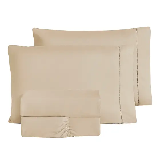 Jogo De Cama Liso Porcelana Ponto Palito King 4 Peças