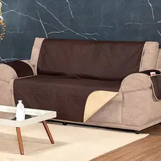 Capa Protetor De Sofá Impermeável Dupla Face Com Bolso Lateral Para 3 Lugares King