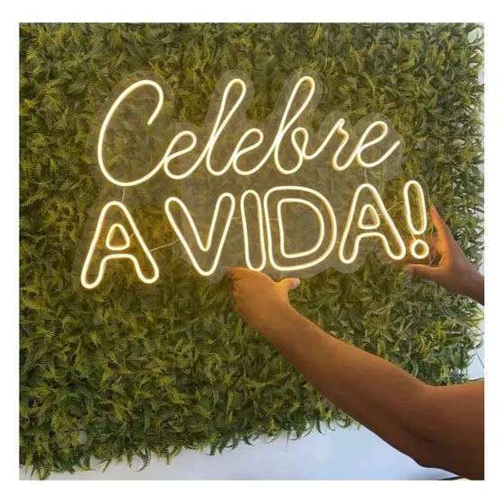 Painel Neon Led Celebre A Vida Luminoso Feliz Aniversário