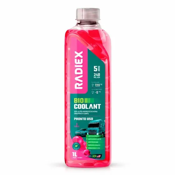 Aditivo Radiex Bio Coolant Rosa Pronto Uso 1L Proteção Contra Corrosão Cavitação no Arrefecimento