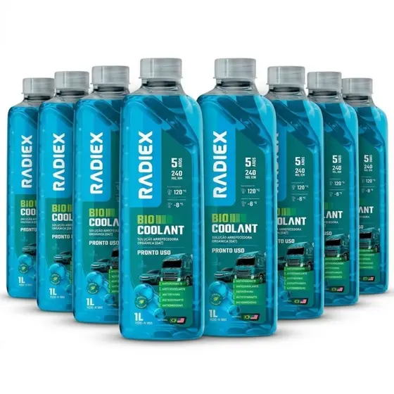 Kit 8 Aditivos Radiex Bio Coolant Azul 1L Para Radiador Fluido Organico De Arrefecimento Sistema