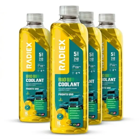 Kit 4 Aditivos Radiex Amarelo 1L Para Radiador Fluido Organico De Arrefecimento Motor Sistema