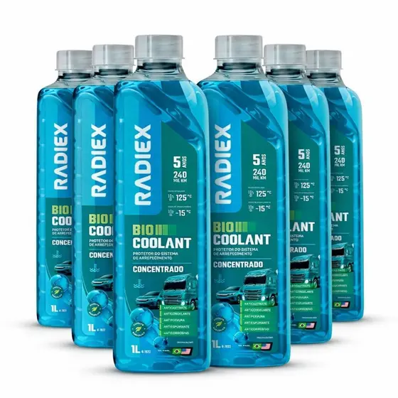 6 Aditivos Radiex Azul 1L OAT Organico Para Radiador Fluido Concentrado De Arrefecimento Sistema