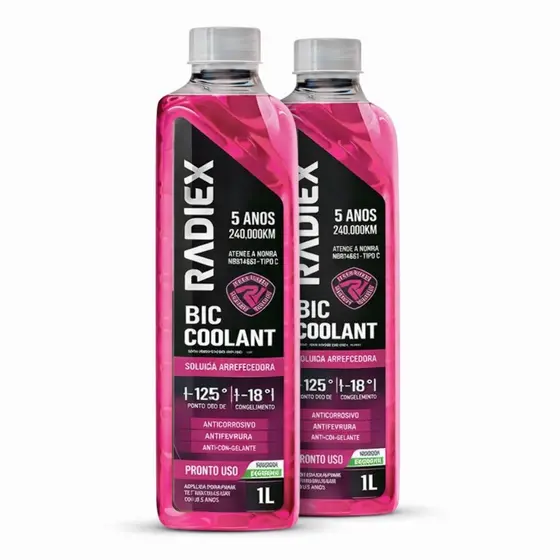 2 Aditivos Radiex Octagel Rosa 1L Pronto Uso OAT Para Radiador Fluido De Arrefecimento Sistema