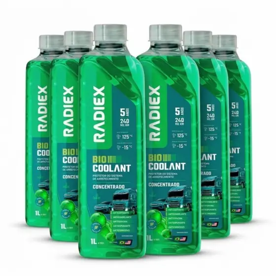 6 Aditivos Radiex Verde 1L Organico Para Radiador Fluido Concentrado De Arrefecimento Sistema
