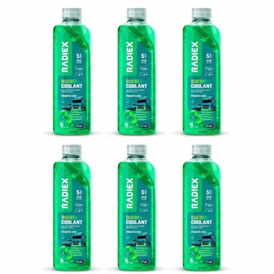 6 Aditivos Radiex Verde 1L Organico OAT Para Radiador Fluido De Arrefecimento Automotivo Sistema