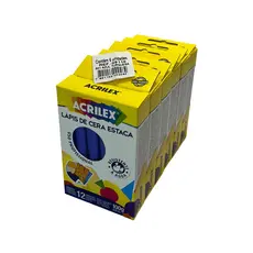 6 Cxs Lápis De Cera Estaca Azul - Acrilex