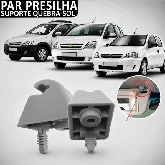 Par de Presilha Suporte do Quebra-Sol Novo Corsa 2002 a 2012 Montana 2004 a 2010 Meriva
