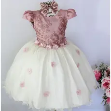 Vestido Festa Infantil Floral Luxo 4 A 12 Anos Com Tiara