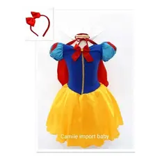 Vestido Infantil Branca De Neve Fantasia Capa Com Tiara