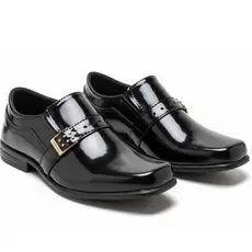 Sapato Social Infantil Masculino Verniz Preto Leve Super Confortavel