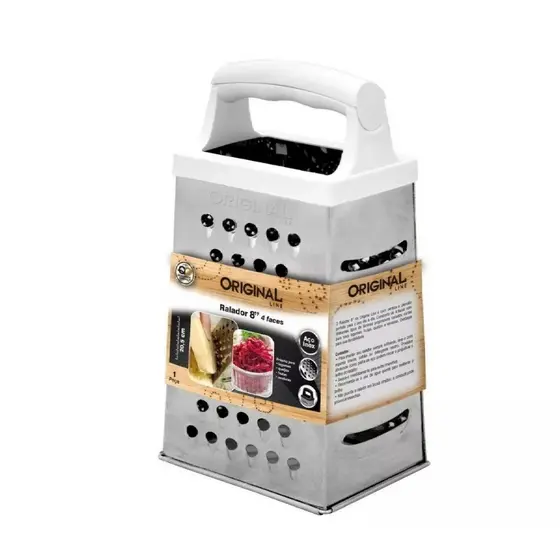 Ralador Aço Inox e Cabo de Plátisco 4 Faces 8,5cm Legumes, Frutas, Queijo
