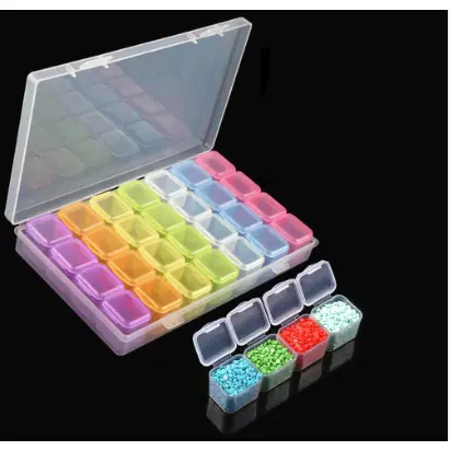 Estojo Organizador 28 Divisórias Colorido Strass Predrarias Unhas