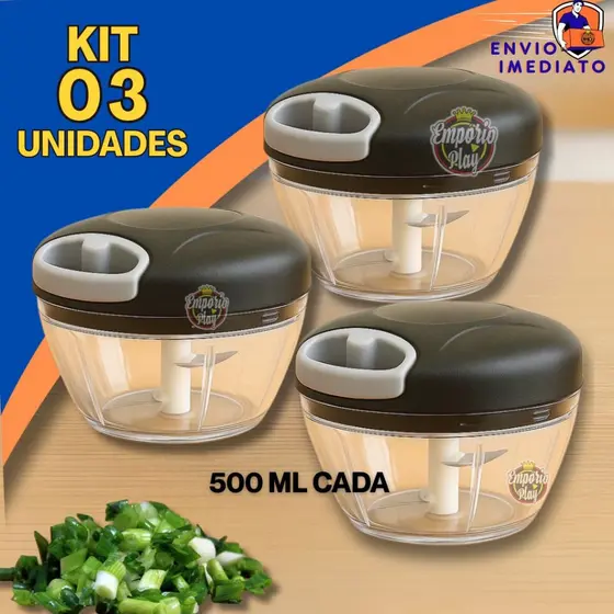 Processador Triturador de Alimentos 3 Laminas 500ml Alho legumes Original