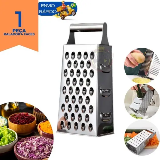 Ralador Aço Inox 4 Faces Resistente Cozinha Para Verduras Legumes Queijo Multiuso 21cm