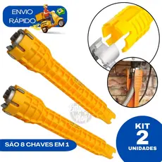 Kit 2 Chave Inglesa Grifo Hidráulico 8x1 Multiuso Pia Torneira Encanamento Ferramenta Reparos