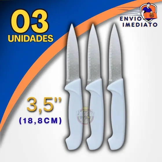 Faca Para Cortar Legumes Descascar de Aço Inox 3,5" Faquinha Pequena Descascadora Afiada