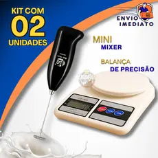 Kit Balança Cozinha Digital + Mini Mixer Para Receitas Misturador Batedor Pesagem Alta Precisão Cozinha