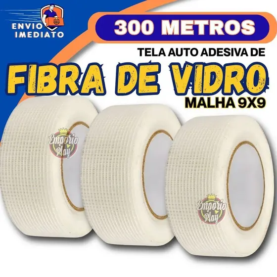 Fita Telada Adesiva Fibra de Vidro 100m Drywall Branca Reposicionável Anti-Trinca