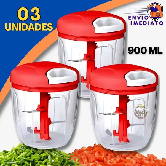 Processador Triturador de Alimentos 5 Laminas 900ml Cebola Tomate Original