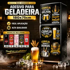 Adesivo Porta de Geladeira Envelopamento Personalizada 180x75cm Cerveja Bebidas Freezer