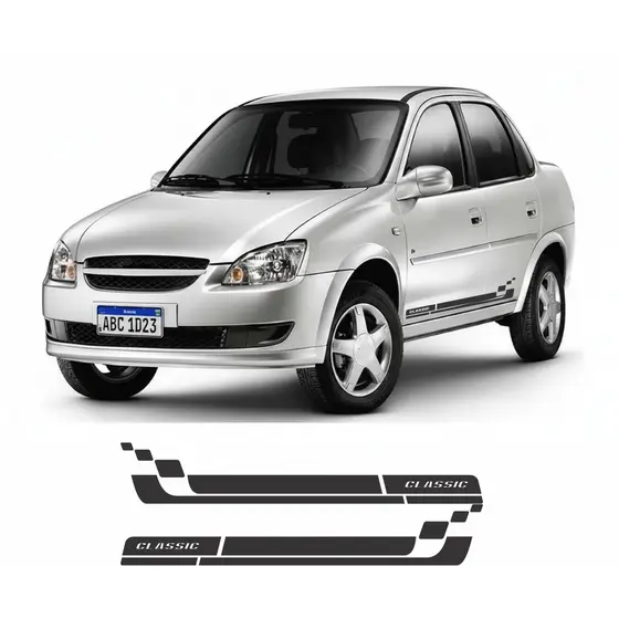 Par Faixa Adesivo Lateral Corsa Classic Preta 2011 2012 2013