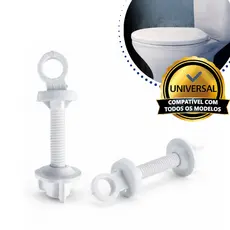 Kit 2 Parafuso + 2 Porcas de Fixação Para Assento Tampa Sanitario Universal