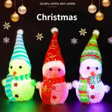 Árvore De Natal Acrílica Flash Óptica Colorida De Fibra Snowman Partículas Cristal Luz Noturna Ornamentos Decoração Atacado