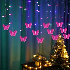 Cortina De Claro LED Borboleta Guirlanda De Natal Com Fio De Luzes De Fadas Para Festas/Casamento