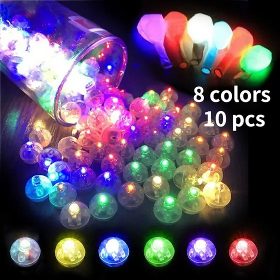 10Pcs Lâmpada Luminosa Redonda Colorida Multifuncional Para Casamento De Aniversário