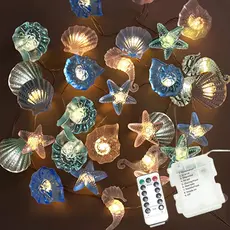 3M 30 LED Conch Seahorse Ocean Fada Estrelada Tema Bateria Luzes De Cordas Decoração Náutica Interior E Exterior