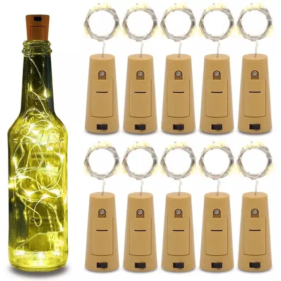 1m 10leds Vinho Cortiças Luzes LED Fada De Natal Decoração De Casamento