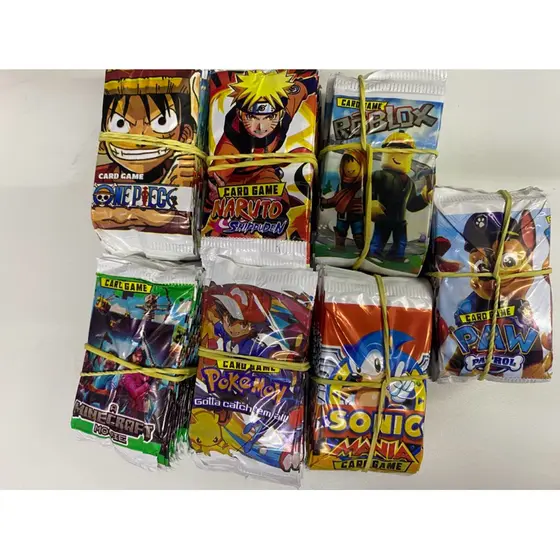Kit 200 Cards Figurinhas Com 50 Pacotinhos Personagens Sortidos Para Bater Bafo Trocar Cartas