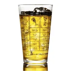 Copo Medidor Tampa de Coqueteleira Mixing Vidro Receitas 473ml
