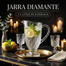 Jarra De Vidro Diamond Abacaxi 1,2L C Bico Transparente - Para Água Suco Drinks