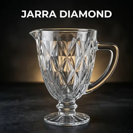Jarra Luxo Diamond Vidro Transparente 1,2L Resistente Jarra Grande para suco agua chá