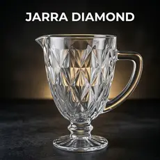 Jarra Luxo Diamond Vidro Transparente 1,2L Resistente Jarra Grande para suco agua chá