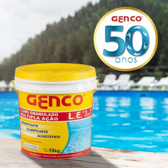 Cloro Granulado 3 em 1 10kG Para Piscinas Genco – Limpeza e Clareamento