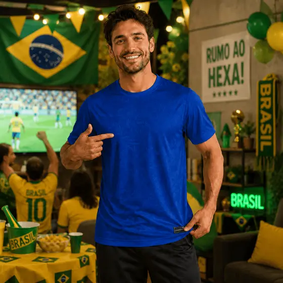 Camiseta Masculina Academia Dry Fit Esportiva Branca Azul Preta (ENVIO EM MENOS DE 24HRS)