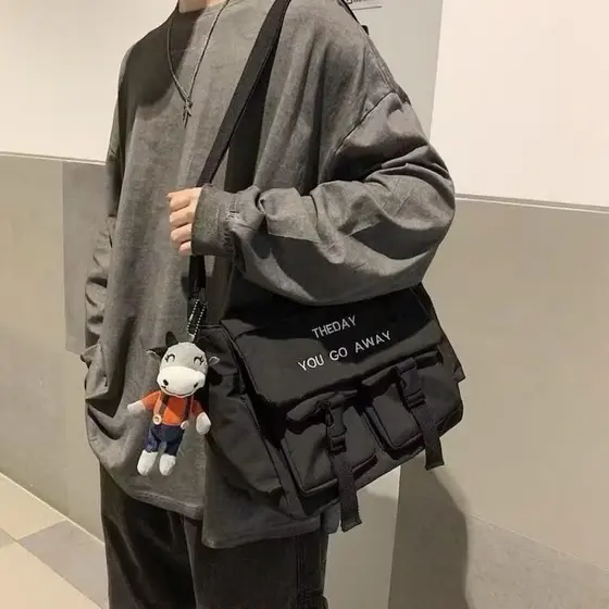 Bolsa Transversal Masculina, Marca Tendência, Estilo Japonês, Mochila de Trabalho, Bolsa Casual de Ombro Único para Mulh