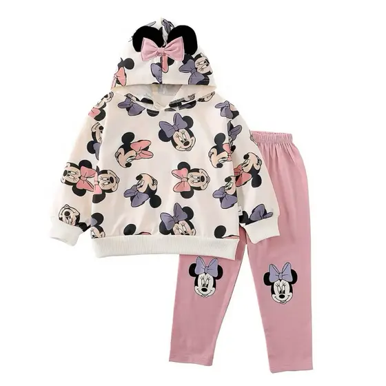 Outono Meninas Disneyland Conjunto Bonito Minnie Mouse Ternos Primavera Crianças Roupas Casuais De Algodão