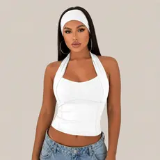 BLUSA FEMININA TOP HALTER CROPPED AJUSTADO FRENTE ÚNICA COSTA NUA CASUAL MODA FEMININA VERÃO