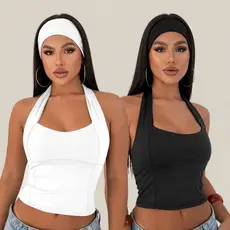 KIT 2 BLUSAS FEMININA TOP HALTER CROPPED AJUSTADO FRENTE ÚNICA COSTA NUA CASUAL MODA VERÃO BLOGUEIRA