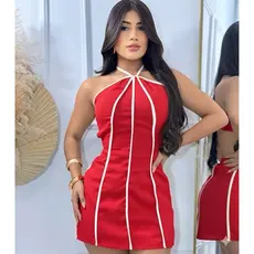 Vestido Macaquinho Feminino Curto Frente Única Listrado Alfaiataria Sensorial Costa Nua Tendência Verão