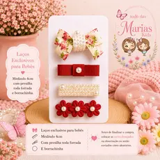 Presilhas para bebê kit com 4 mine presilhas com laços floral,flor com pérola e borboletaA