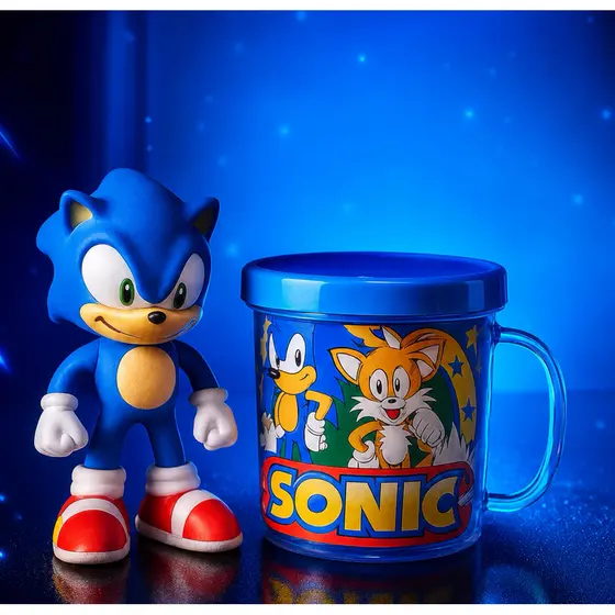 Super Kit Sonic | Boneco Colecionável + Caneca Exclusiva