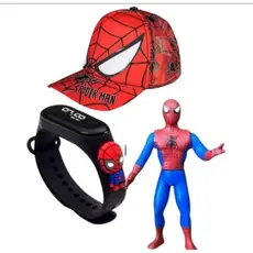 Kit Homem Aranha Infantil 3 em 1 Boneco + Boné + Relógio Digital | Presente Criança
